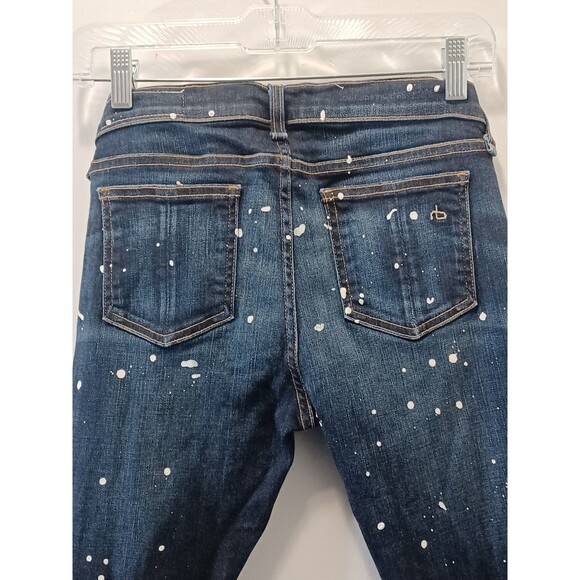 Rag Bone Blue Splatter Straight Leg Mid-rise Stretch Jeans Womens Size 27×29 - Picture 6 of 10